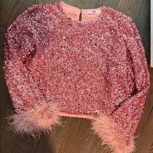 Buddy Love Blush Sequin Top